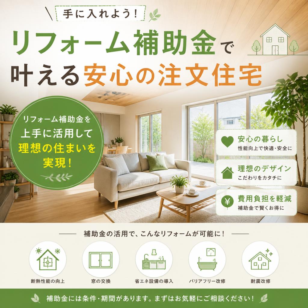 手に入れよう！リフォーム補助金で叶える安心の注文住宅
