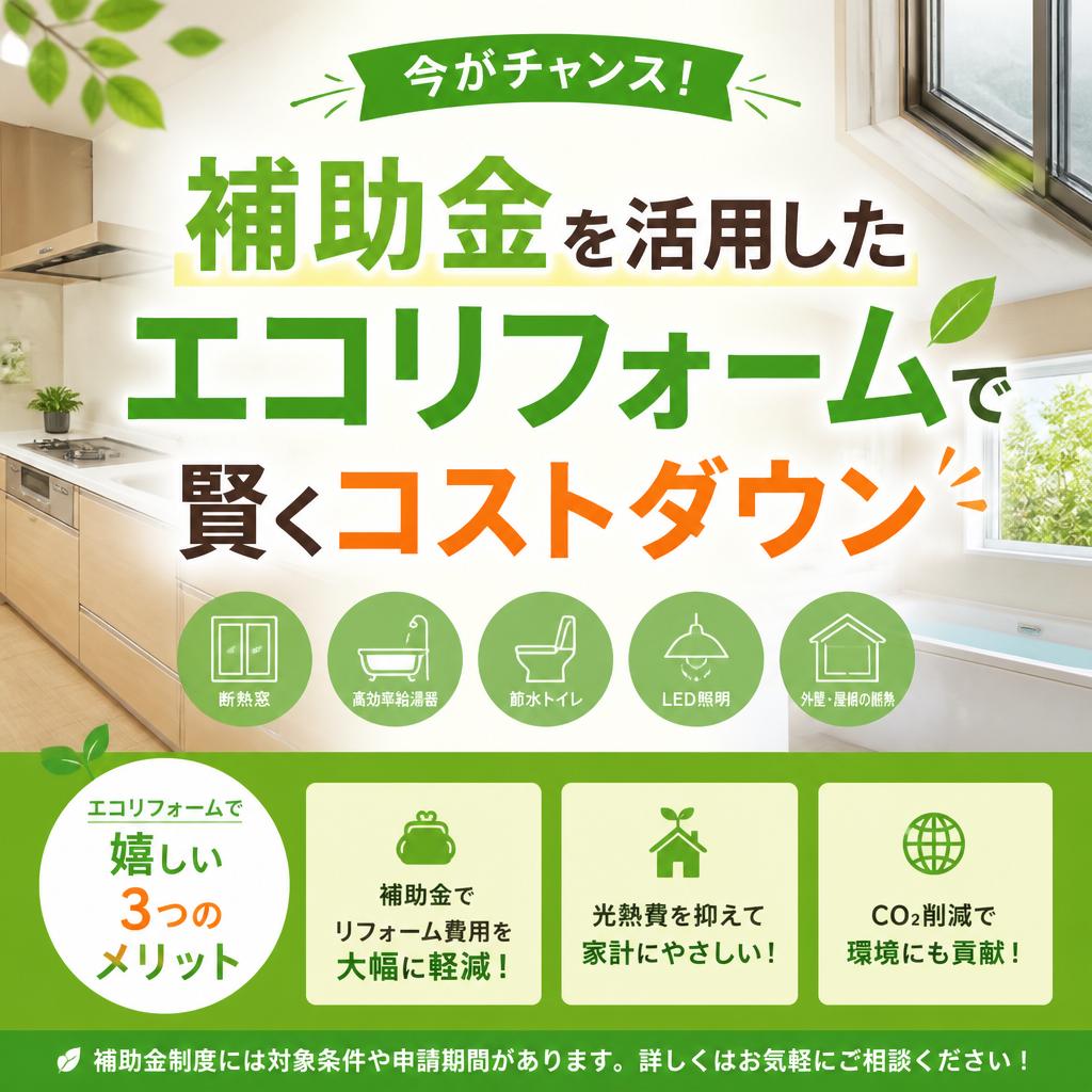 今がチャンス！補助金を活用したエコリフォームで賢くコストダウン